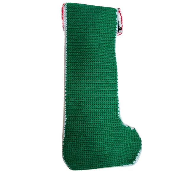 Christmas Stocking Santa Handmade Knitted Needlecraft 19” - Picture 3 of 3